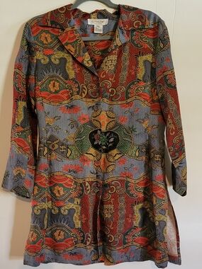 Citron Santa Monica Silk Linen Jacket Tunic Boho Chic Whimsigoth Wearable Art
